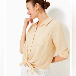 EUC Lilly Pulitzer Sea View Button Down, Sand Bar X Resort White